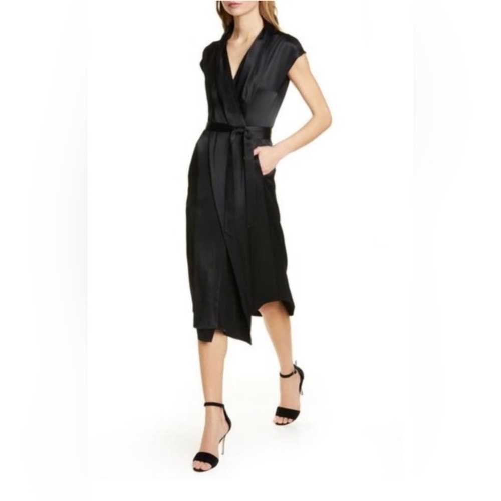 Frame Ibiza Silk Black Wrap Dress- size XS